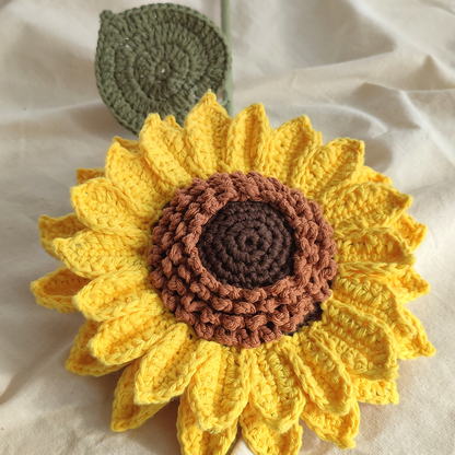 Giant Sunflower Crochet Flower Pattern — Wire Petal PDF, Instant Download