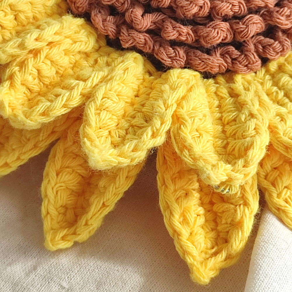 Giant Sunflower Crochet Flower Pattern — Wire Petal PDF, Instant Download