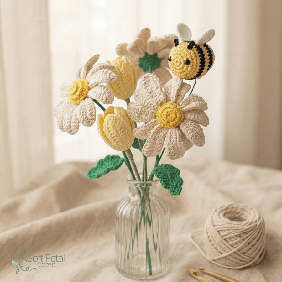 The Garden Bumble Bee – Crochet Amigurumi Pattern (PDF Download) - Soft Petal Crochet