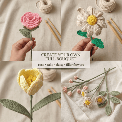 The Simply Sweet Botanical Bundle — Crochet Pattern (PDF Download) - Soft Petal Crochet