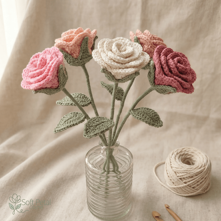 The Simply Sweet Rose — Crochet Pattern (PDF Download) - Soft Petal Crochet