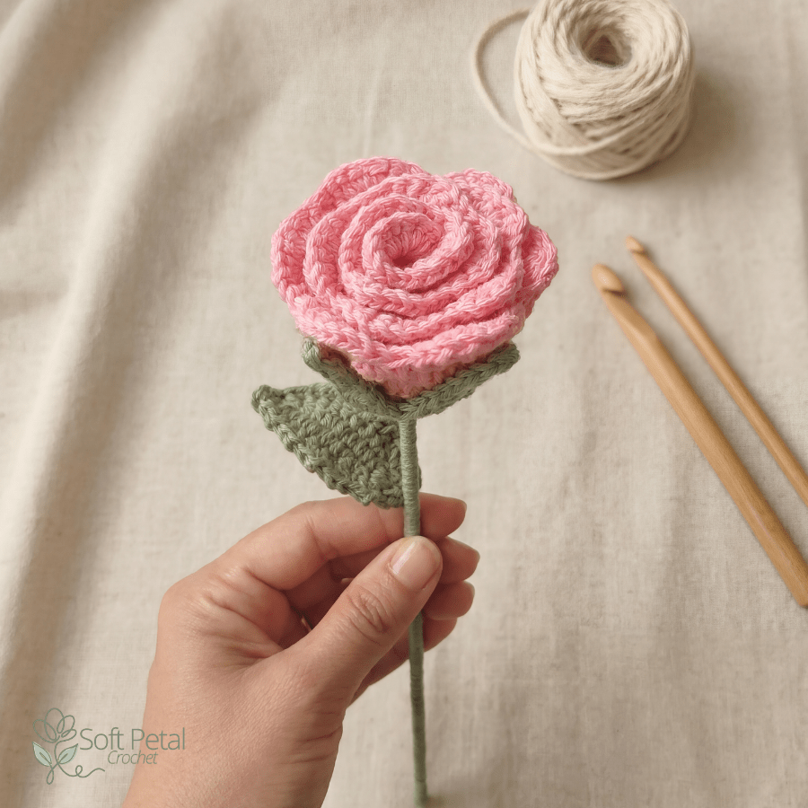 The Simply Sweet Rose — Crochet Pattern (PDF Download) - Soft Petal Crochet